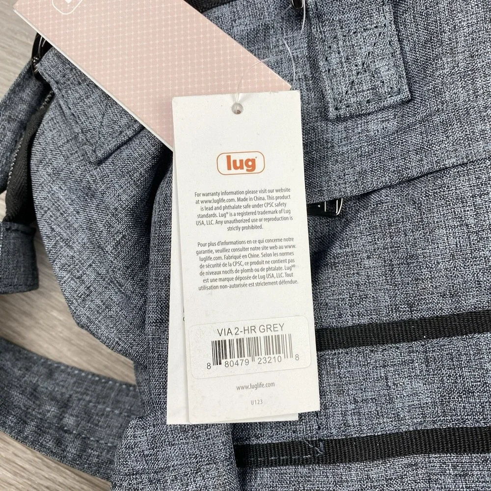 Lug Via 2 Large Tote Bag Heather Grey 16"x10" New - Picture 6 of 7